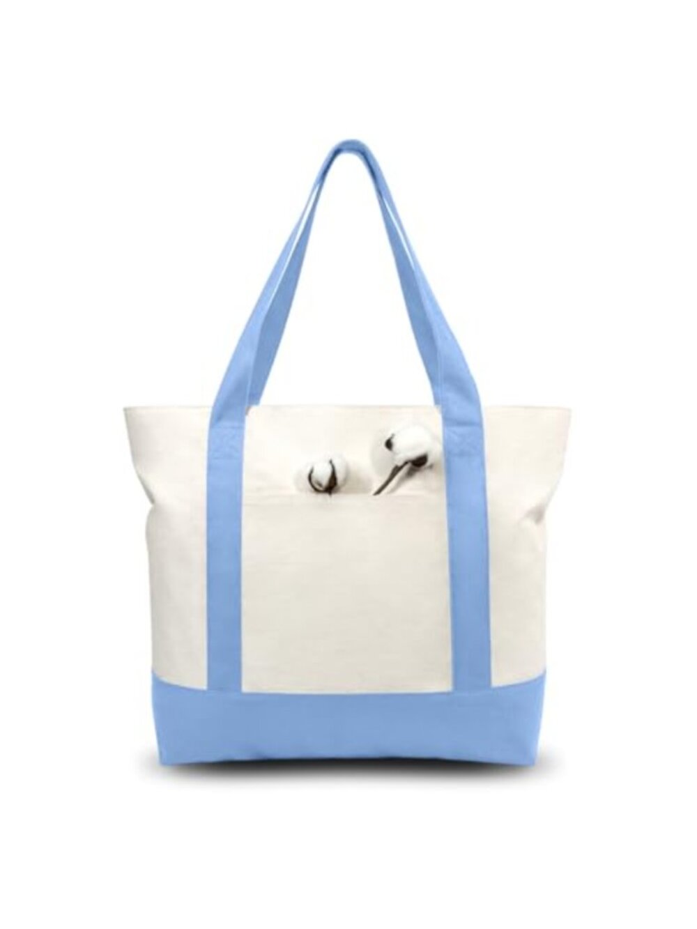 Canvas Tote Bag with External Pocket Reusable Grocery Shopping Bag